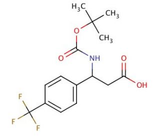 3-tert-Butoxycarbonylamino-3-(4-trifluoromethyl-phenyl)-propionic acid (CAS 477849-00-6) - chemical structure image