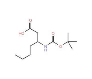 3-tert-Butoxycarbonylamino-heptanoic acid (CAS 676348-90-6) - chemical structure image