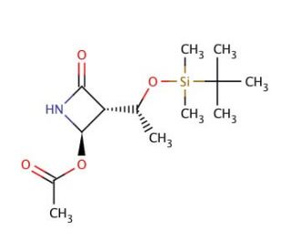 [3R(1&prime;R,4R)]-(&plus;)-4-Acetoxy-3-[1-(tert-butyldimethylsilyloxy)ethyl]-2-azetidinone (CAS 76855-69-1) - chemical structure image