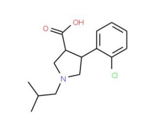 (3S,4R)-4-(2-Chlorophenyl)-1-isobutylpyrrolidine-3-carboxylic acid - chemical structure image