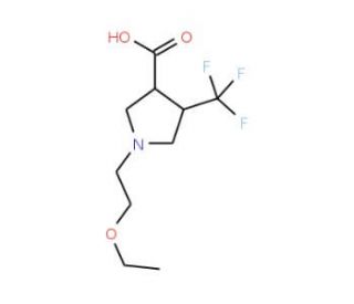 (3S,4S)-1-(2-Ethoxyethyl)-4-(trifluoromethyl)-pyrrolidine-3-carboxylic acid (CAS 1186655-16-2) - chemical structure image