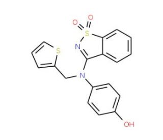 4-[(1,1-Dioxido-1,2-benzisothiazol-3-yl)(2-thienylmethyl)amino]phenol - chemical structure image