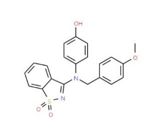 4-[(1,1-dioxido-1,2-benzisothiazol-3-yl)(4-methoxybenzyl)amino]phenol - chemical structure image
