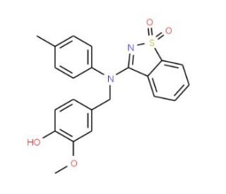 4-{[(1,1-Dioxido-1,2-benzisothiazol-3-yl)(4-methylphenyl)amino]methyl}-2-methoxyphenol - chemical structure image