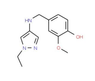 4-[(1-Ethyl-1H-pyrazol-4-ylamino)-methyl]-2-methoxyphenol - chemical structure image