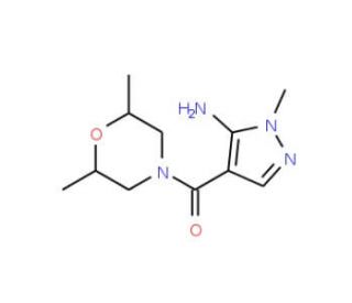 4-[(2,6-dimethylmorpholin-4-yl)carbonyl]-1-methyl-1H-pyrazol-5-amine - chemical structure image