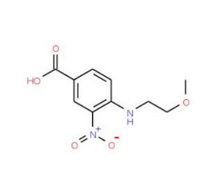 4-[(2-methoxyethyl)amino]-3-nitrobenzoic acid (CAS 284672-80-6) - chemical structure image