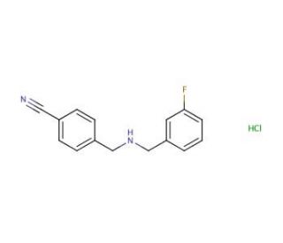 4-({[(3-fluorophenyl)methyl]amino}methyl)benzonitrile hydrochloride - chemical structure image