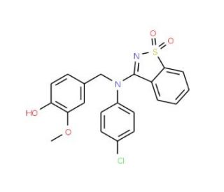 4-{[(4-Chlorophenyl)(1,1-dioxido-1,2-benzisothiazol-3-yl)amino]methyl}-2-methoxyphenol - chemical structure image