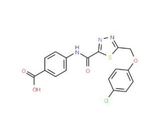 4-[({5-[(4-Chlorophenoxy)methyl]-1,3,4-thiadiazol-2-yl}carbonyl)amino]benzoic acid - chemical structure image