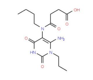 4-[(6-amino-2,4-dioxo-1-propyl-1,2,3,4-tetrahydropyrimidin-5-yl)(butyl)amino]-4-oxobutanoic acid - chemical structure image