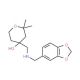 4-{[(Benzo[1,3]dioxol-5-ylmethyl)-amino]-methyl}-2,2-dimethyl-tetrahydro-pyran-4-ol - chemical structure image