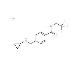4-[(cyclopropylamino)methyl]-N-(2,2,2-trifluoroethyl)benzamide hydrochloride - chemical structure image