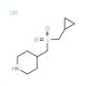 4-{[(Cyclopropylmethyl)sulfonyl]methyl}piperidinehydrochloride - chemical structure image
