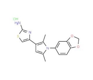 4-[1-(1,3-benzodioxol-5-yl)-2,5-dimethyl-1H-pyrrol-3-yl]-1,3-thiazol-2-amine hydrochloride - chemical structure image