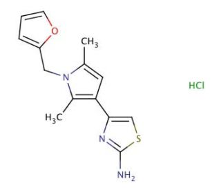 4-[1-(2-furylmethyl)-2,5-dimethyl-1H-pyrrol-3-yl]-1,3-thiazol-2-amine hydrochloride - chemical structure image