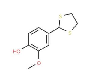 4-(1,3-dithiolan-2-yl)-2-methoxyphenol (CAS 22068-62-8) - chemical structure image