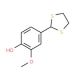 4-(1,3-dithiolan-2-yl)-2-methoxyphenol (CAS 22068-62-8) - chemical structure image