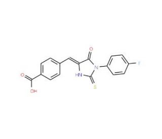 4-[1-(4-Fluoro-phenyl)-5-oxo-2-thioxo-imidazolidin-4-ylidenemethyl]-benzoic acid - chemical structure image