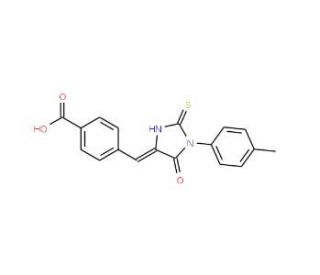 4-{[1-(4-methylphenyl)-5-oxo-2-thioxoimidazolidin-4-ylidene]methyl}benzoic acid - chemical structure image