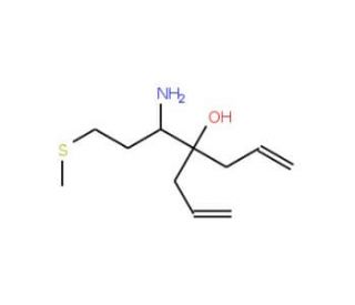 4-(1-Amino-3-methylsulfanyl-propyl)-hepta-1,6-dien-4-ol (CAS 315249-26-4) - chemical structure image