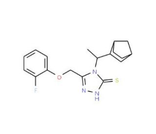 4-(1-Bicyclo[2.2.1]hept-2-yl-ethyl)-5-(2-fluoro-phenoxymethyl)-4H-[1,2,4]triazole-3-thiol - chemical structure image