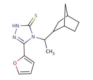 4-(1-Bicyclo[2.2.1]hept-2-yl-ethyl)-5-furan-2-yl-4H-[1,2,4]triazole-3-thiol - chemical structure image