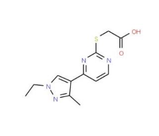 [4-(1-Ethyl-3-methyl-1H-pyrazol-4-yl)-pyrimidin-2-ylsulfanyl]-acetic acid - chemical structure image