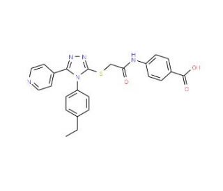 4-{2-[4-(4-Ethyl-phenyl)-5-pyridin-4-yl-4H-[1,2,4]triazol-3-ylsulfanyl]-acetylamino}-benzoic acid - chemical structure image