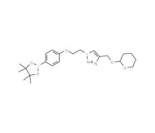 4-(2-(4-(THPO-methyl)-1,2,3-triazol-1-yl)ethoxy)phenylboronic acid, pinacol ester (CAS 957120-67-1) - chemical structure imag