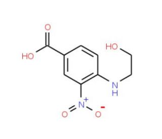 4-(2-Hydroxy-ethylamino)-3-nitro-benzoic acid (CAS 59320-14-8) - chemical structure image