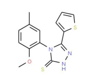 4-(2-Methoxy-5-methyl-phenyl)-5-thiophen-2-yl-4H-[1,2,4]triazole-3-thiol - chemical structure image