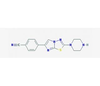4-(2-piperazin-1-ylimidazo[2,1-b][1,3,4]thiadiazol-6-yl)benzonitrile - chemical structure image