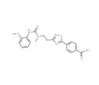 4-(3-{2-[{[(2-Methoxyphenyl)amino]carbonyl}(methyl)amino]ethyl}-1,2,4-oxadiazol-5-yl)benzoic acid - chemical structure image