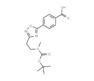 4-(3-{2-[(tert-Butoxycarbonyl)(methyl)amino]-ethyl}-1,2,4-oxadiazol-5-yl)benzoic acid - chemical structure image