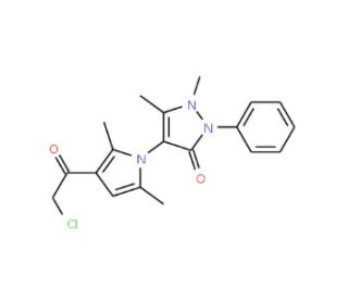 4-[3-(2-Chloro-acetyl)-2,5-dimethyl-pyrrol-1-yl]-1,5-dimethyl-2-phenyl-1,2-dihydro-pyrazol-3-one - chemical structure image