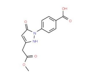 4-[3-(2-methoxy-2-oxoethyl)-5-oxo-2,5-dihydro-1H-pyrazol-1-yl]benzoic acid - chemical structure image