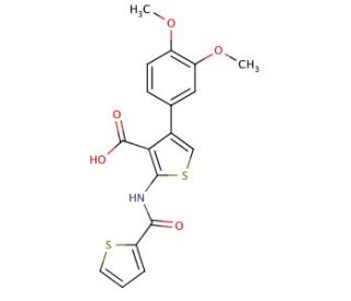 4-(3,4-dimethoxyphenyl)-2-[(thien-2-ylcarbonyl)amino]thiophene-3-carboxylic acid - chemical structure image