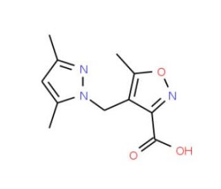 4-(3,5-Dimethyl-pyrazol-1-ylmethyl)-5-methyl-isoxazole-3-carboxylic acid (CAS 957514-12-4) - chemical structure image