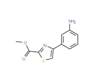 4-(3-Aminophenyl)thiazole-2-carboxylic acid methyl ester (CAS 885279-72-1) - chemical structure image