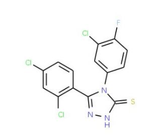 4-(3-Chloro-4-fluoro-phenyl)-5-(2,4-dichloro-phenyl)-4H-[1,2,4]triazole-3-thiol - chemical structure image