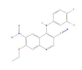4-(3-Chloro-4-fluoroanilino)-3-cyano-7-ethyloxy-6-nitroquinoline (CAS 740791-06-4) - chemical structure image