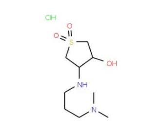 4-(3-Dimethylamino-propylamino)-1,1-dioxo-tetrahydro-1lambda*6*-thiophen-3-ol hydrochloride - chemical structure image