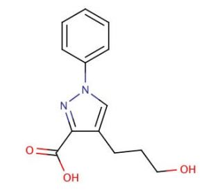 4-(3-hydroxypropyl)-1-phenyl-1H-pyrazole-3-carboxylic acid - chemical structure image