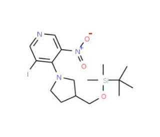 4-(3-((tert-Butyldimethylsilyloxy)methyl)-pyrrolidin-1-yl)-3-iodo-5-nitropyridine - chemical structure image