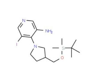 4-(3-((tert-Butyldimethylsilyloxy)methyl)-pyrrolidin-1-yl)-5-iodopyridin-3-amine - chemical structure image