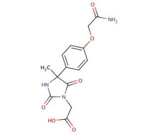 {4-[4-(2-amino-2-oxoethoxy)phenyl]-4-methyl-2,5-dioxoimidazolidin-1-yl}acetic acid - chemical structure image