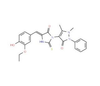 4-[4-(3-Ethoxy-4-hydroxy-benzylidene)-5-oxo-2-thioxo-imidazolidin-1-yl]-1,5-dimethyl-2-phenyl-1,2-dihydro-pyrazol-3-one - che