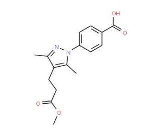 4-[4-(3-methoxy-3-oxopropyl)-3,5-dimethyl-1H-pyrazol-1-yl]benzoic acid - chemical structure image