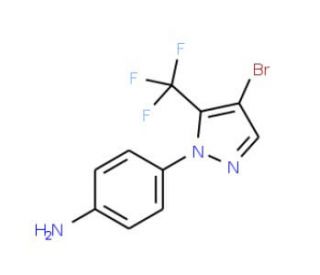 4-[4-bromo-5-(trifluoromethyl)-1H-pyrazol-1-yl]aniline - chemical structure image